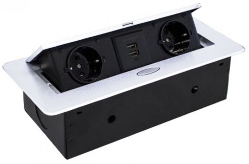 Розетка встраеваемая полуавтоматическая Livolo RocketSocket 2-м.+2USB 265х118х68мм белый картинка